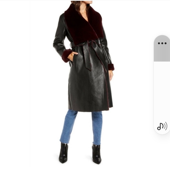 This is an **IN SEARCH OF**blank nyc sherling lined leather trench coat - Picture 2 of 2